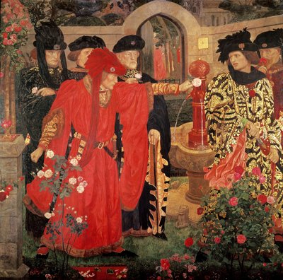 Het kiezen van de rode en witte rozen in de Temple Garden, 1910 door Henry A. Payne